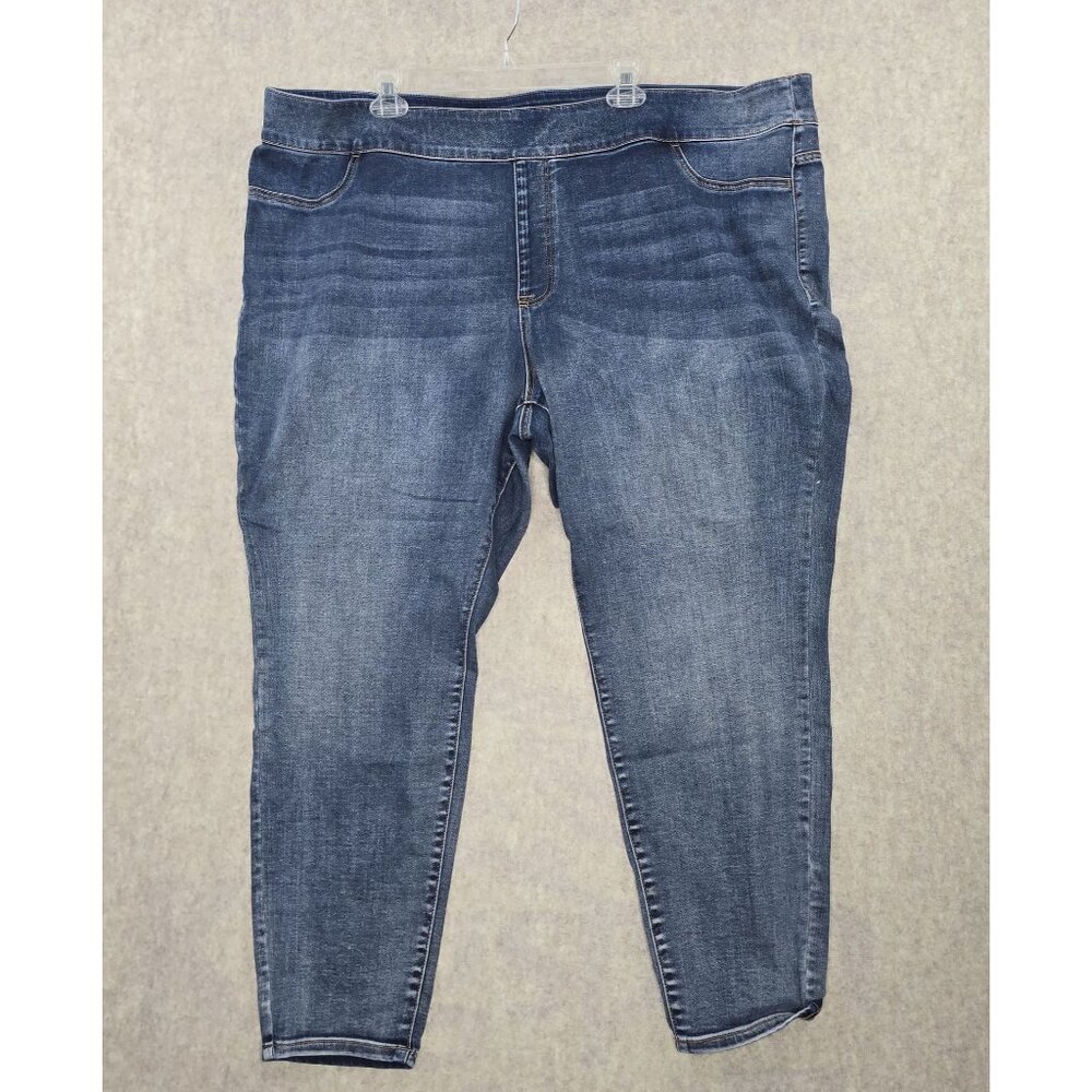 Lane Bryant Womens Stretch Denim Skinny Jeans Dark Wash Size 28 Mid Rise Cotton
